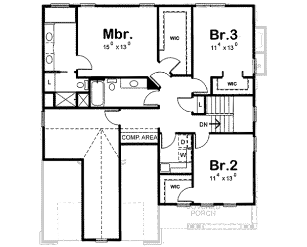 Home Plan - Traditional Floor Plan - Upper Floor Plan #20-1775