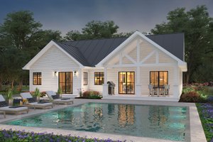 Exterior - Rear Elevation for Ranch House Plan #427-13 - 3 bed, 2 bath