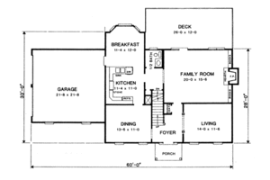 Floor Plan - Main Floor for Colonial House Plan #10-242 - 3 bed, 2.5 bath