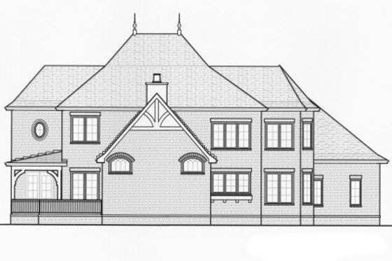 Exterior - Rear Elevation for European House Plan #413-819 - 4 bed, 3.5 bath