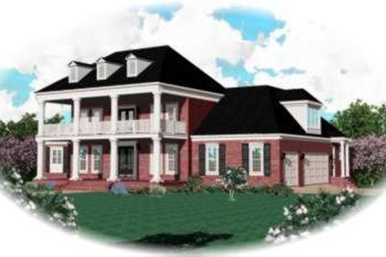 Exterior - Front Elevation for Southern House Plan #81-1287 - 4 bed, 4 bath