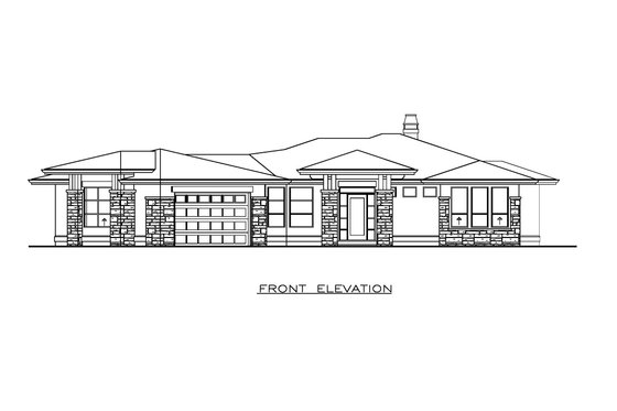 Exterior - Front Elevation 3 for Ranch House Plan #1100-140 - 2 bed, 2 bath