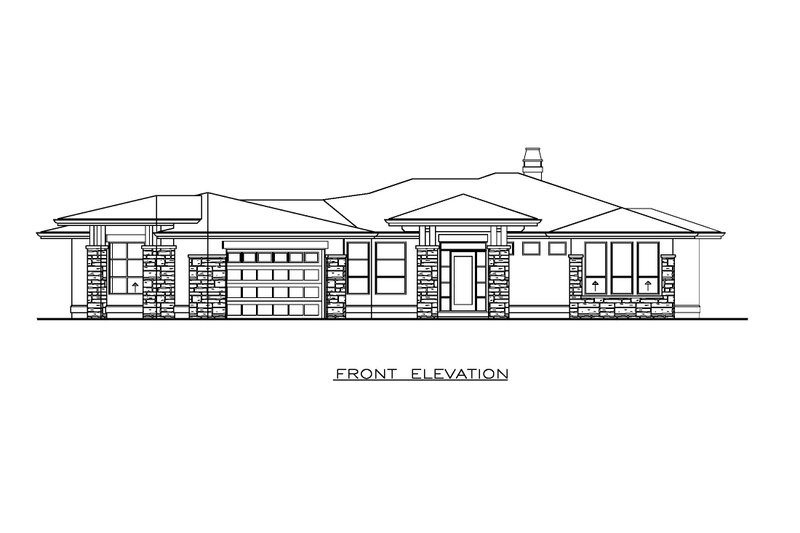 Architectural House Design - Exterior - Front Elevation 3 for Ranch House Plan #1100-140 - 2 bed, 2 bath