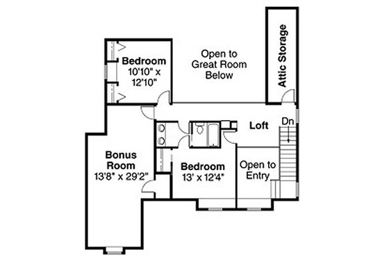 Floor Plan - Upper Floor for Farmhouse House Plan #124-193 - 3 bed, 2.5 bath