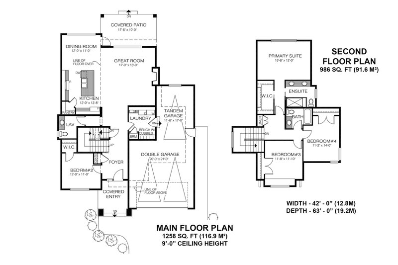 House Design - Floor Plan - Main Floor for Farmhouse House Plan #1100-9 - 4 bed, 2.5 bath