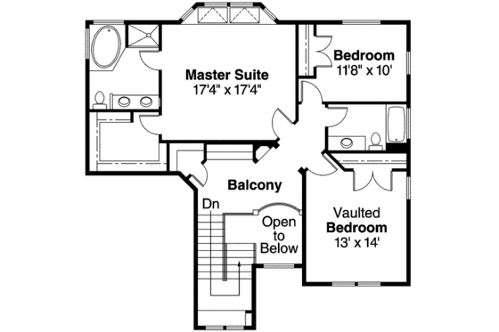 Floor Plan - Upper Floor for Craftsman House Plan #124-557 - 3 bed, 2.5 bath