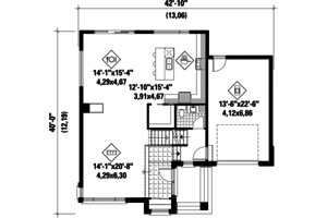 Floor Plan - Main Floor for Contemporary House Plan #25-4421 - 3 bed, 1 bath