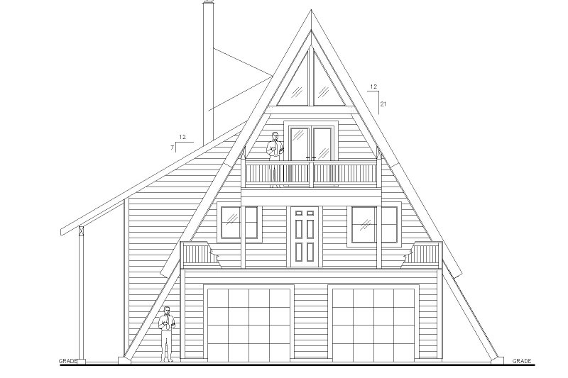 House Plan Design - Exterior - Rear Elevation for Cabin House Plan #117-941 - 2 bed, 3 bath