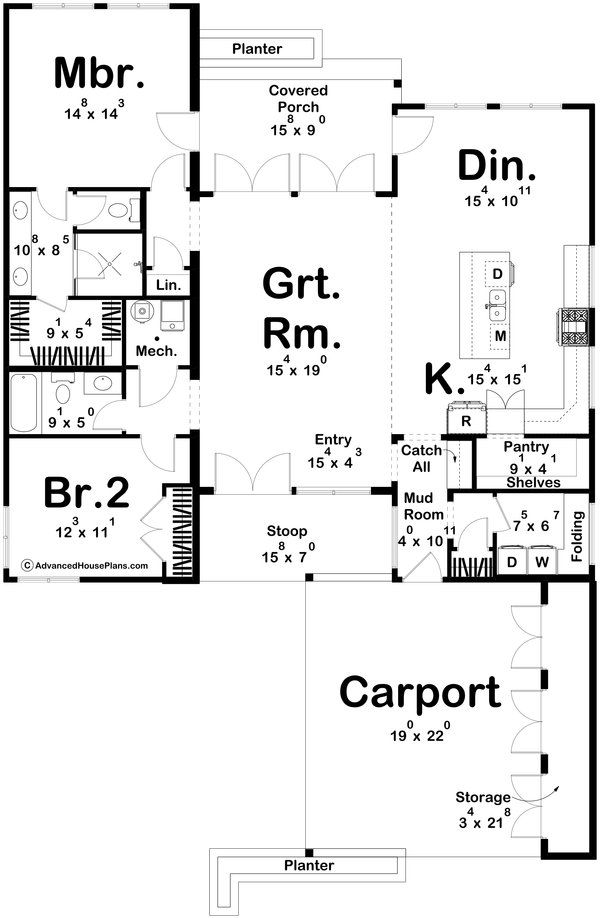 House Blueprint - Modern Floor Plan - Main Floor Plan #455-570