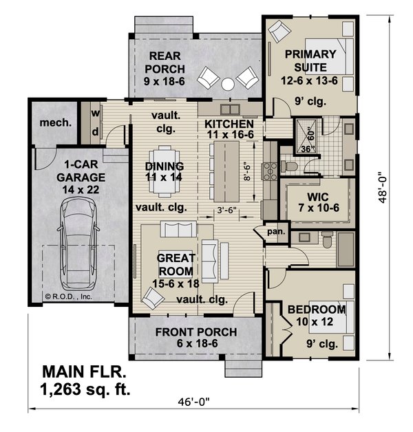 House Blueprint - Farmhouse Floor Plan - Main Floor Plan #51-1486