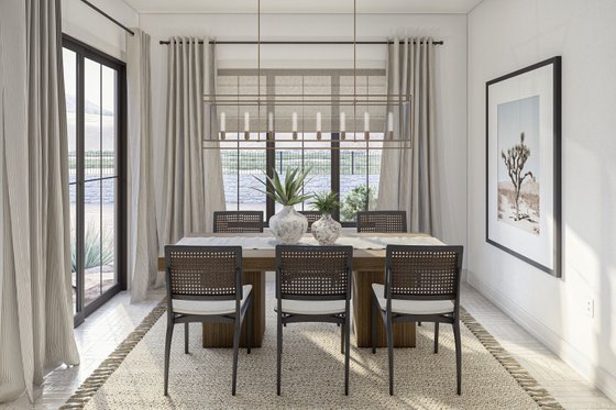 Interior - Dining Room for Adobe / Southwestern House Plan #455-572 - 3 bed, 2 bath