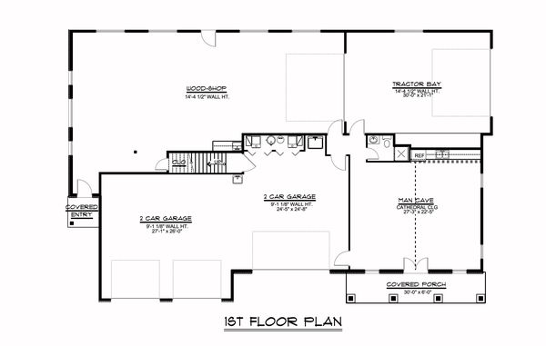 Craftsman Floor Plan - Main Floor Plan #1064-96
