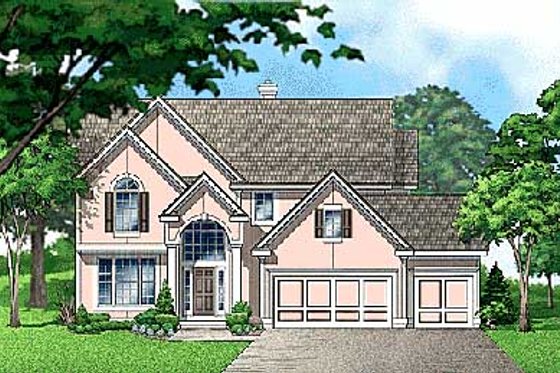 Exterior - Front Elevation for European House Plan #67-554 - 4 bed, 3.5 bath