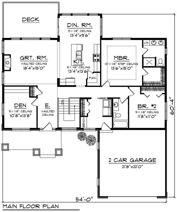 House Design - Ranch Floor Plan - Main Floor Plan #70-1209