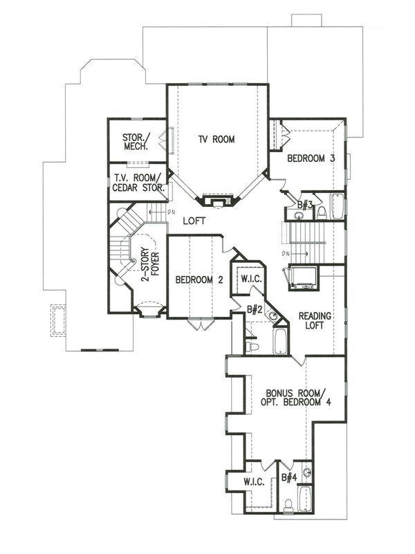 House Blueprint - Traditional Floor Plan - Upper Floor Plan #54-410