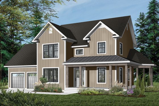 Exterior - Front Elevation 4 for Country House Plan #23-622 - 3 bed, 2 bath