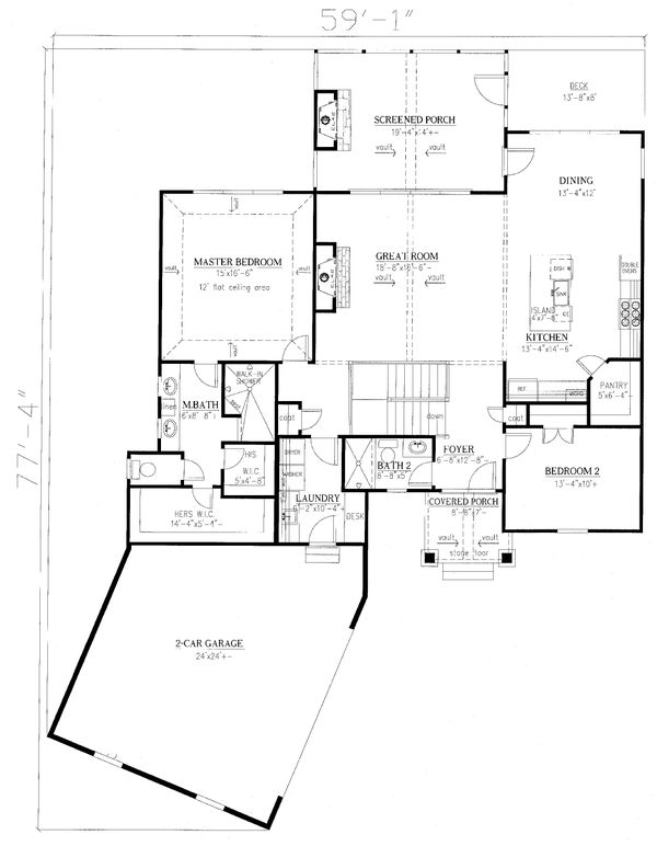 House Blueprint - Craftsman Floor Plan - Main Floor Plan #437-114