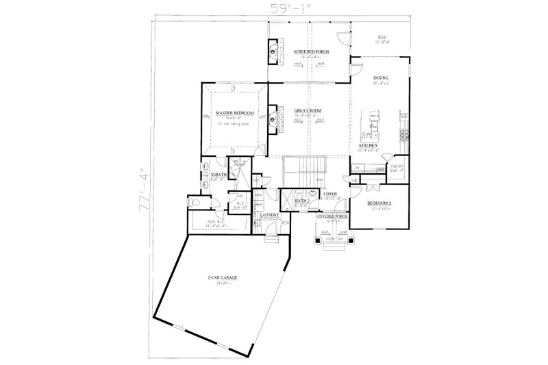 Architectural House Design - Floor Plan - Main Floor for Craftsman House Plan #437-114 - 4 bed, 4 bath