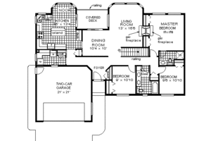 Floor Plan - Main Floor for Ranch House Plan #18-128 - 3 bed, 2 bath