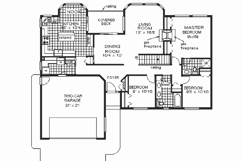Home Plan - Floor Plan - Main Floor for Ranch House Plan #18-128 - 3 bed, 2 bath