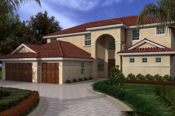 Exterior - Front Elevation for Mediterranean House Plan #420-235 - 6 bed, 4 bath