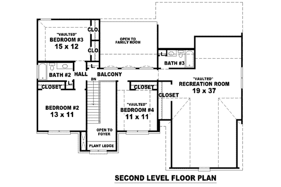Floor Plan - Upper Floor for European House Plan #81-904 - 4 bed, 3.5 bath