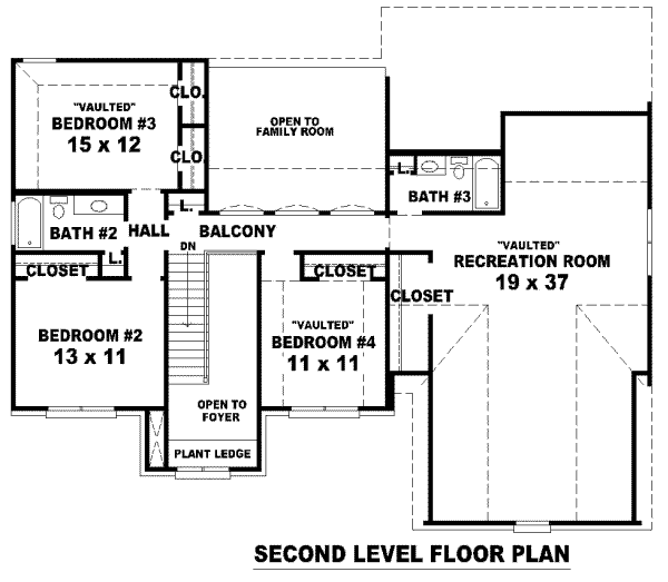Floor Plan - Upper Floor for European House Plan #81-904 - 4 bed, 3.5 bath