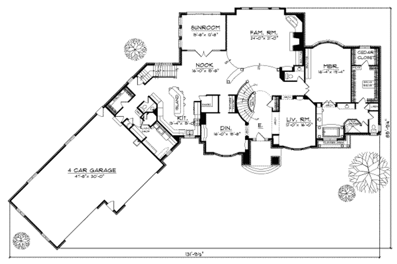 Home Plan - Floor Plan - Main Floor for European House Plan #70-558 - 4 bed, 4.5 bath