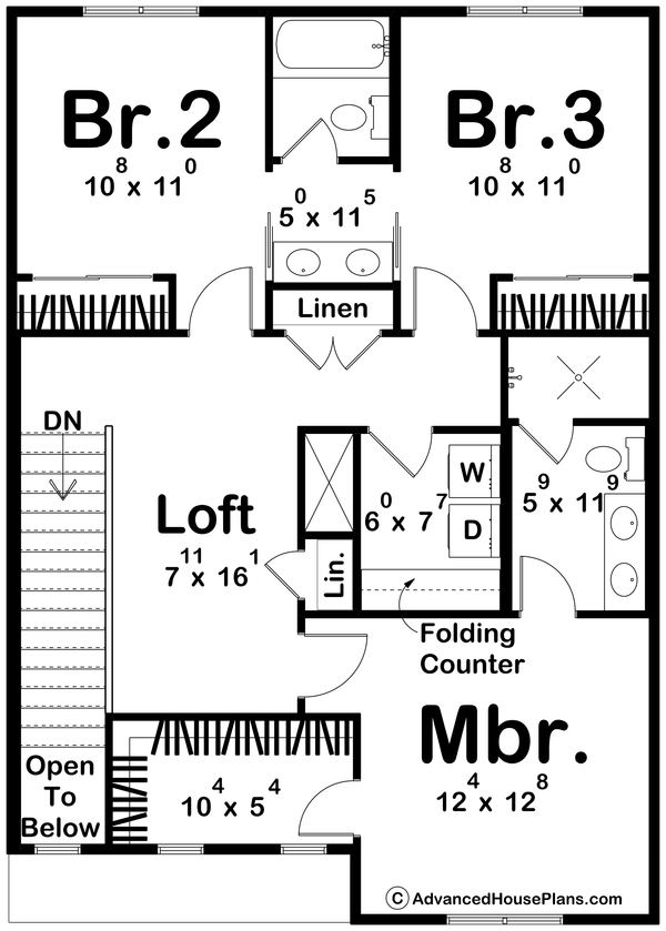 House Blueprint - Farmhouse Floor Plan - Upper Floor Plan #455-377