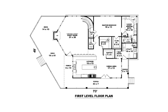 Floor Plan - Main Floor for Traditional House Plan #81-13758 - 3 bed, 2.5 bath