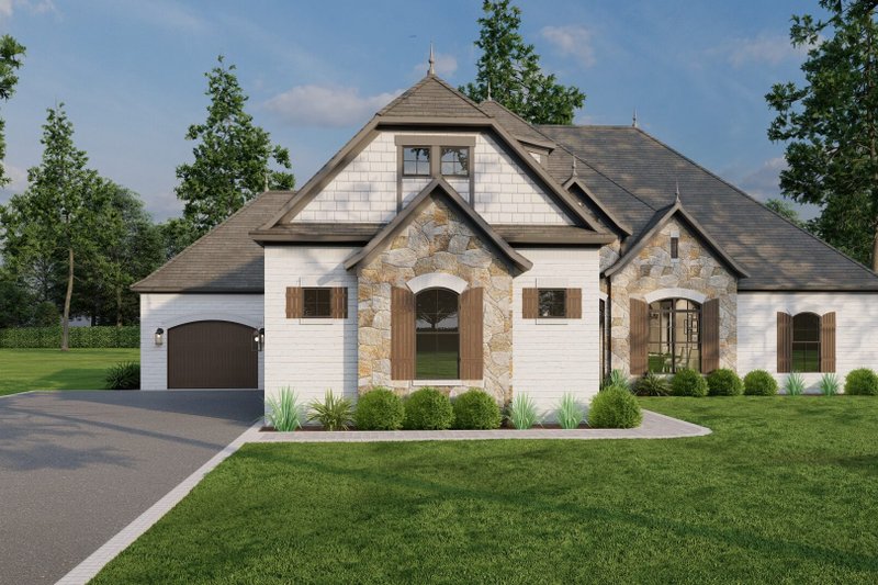 European Style House Plan - 4 Beds 3 Baths 2545 Sq/Ft Plan #17-3387