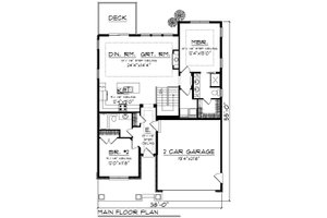 Floor Plan - Main Floor for Craftsman House Plan #70-1259 - 2 bed, 2 bath