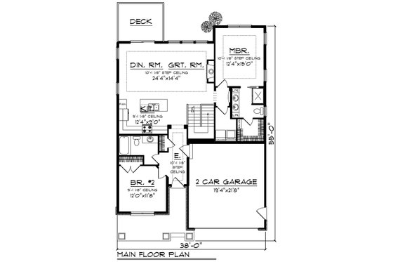 Floor Plan - Main Floor for Craftsman House Plan #70-1259 - 2 bed, 2 bath