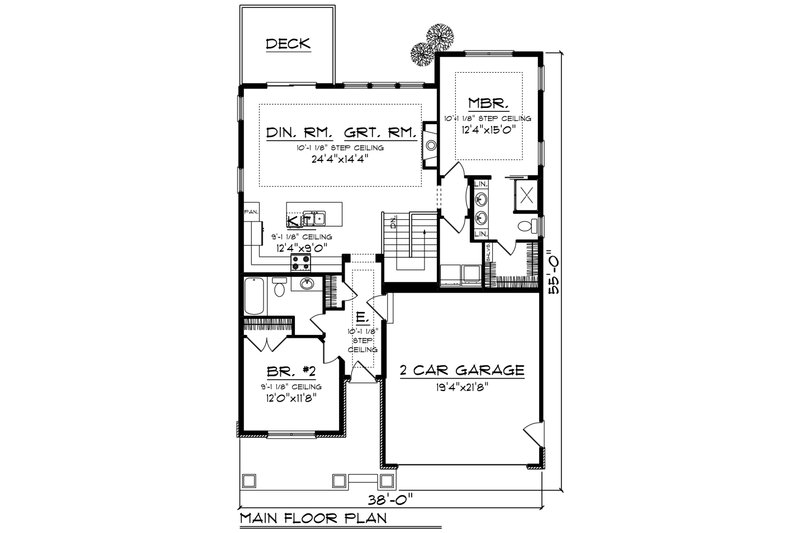 Architectural House Design - Floor Plan - Main Floor for Craftsman House Plan #70-1259 - 2 bed, 2 bath