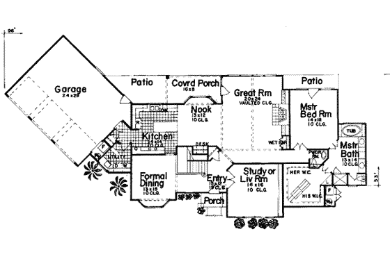 Floor Plan - Main Floor for European House Plan #52-127 - 4 bed, 3.5 bath