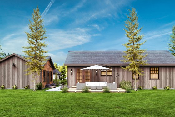 Exterior - Rear Elevation for Cottage House Plan #54-685 - 2 bed, 2 bath