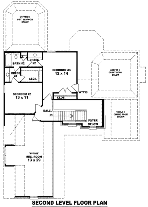 Floor Plan - Upper Floor for Traditional House Plan #81-921 - 3 bed, 2.5 bath