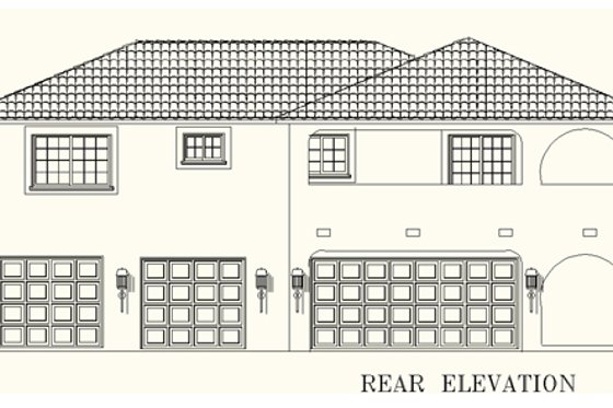 Exterior - Rear Elevation for Mediterranean House Plan #1-204 - 2 bed, 2 bath