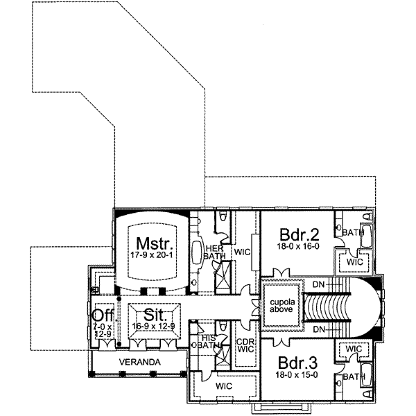 European Floor Plan - Upper Floor Plan #119-190