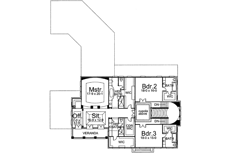 Architectural House Design - Floor Plan - Upper Floor for European House Plan #119-190 - 4 bed, 5.5 bath