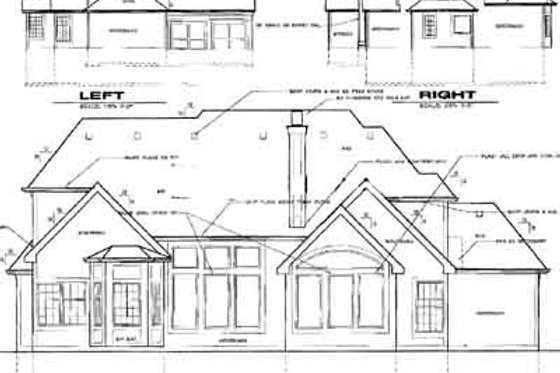 Exterior - Rear Elevation for European House Plan #6-199 - 4 bed, 3.5 bath