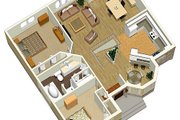 European Style House Plan - 2 Beds 1 Baths 1162 Sq/Ft Plan #25-4122 