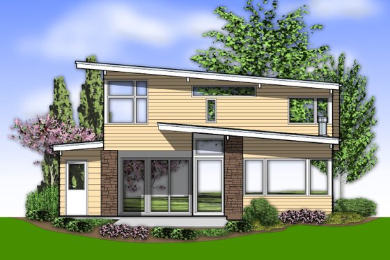 Exterior - Rear Elevation for Contemporary House Plan #48-692 - 3 bed, 2.5 bath