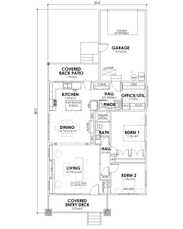 Craftsman Floor Plan - Main Floor Plan #1105-7