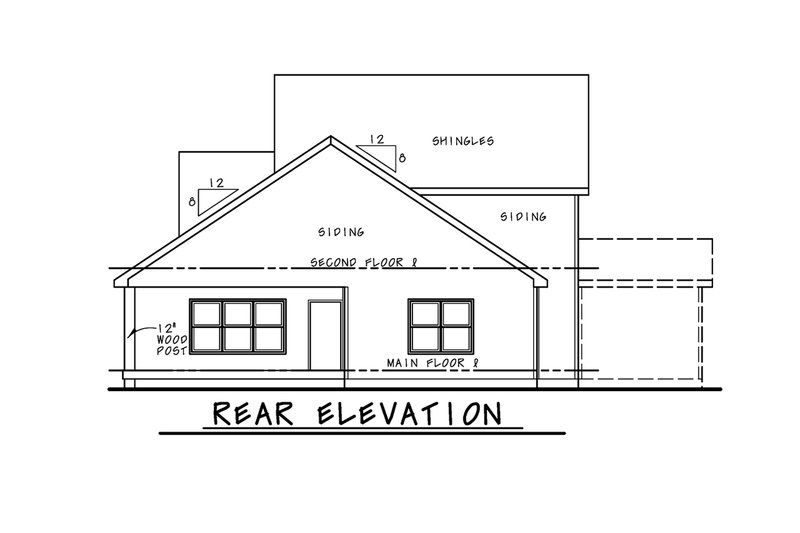 House Blueprint - Exterior - Rear Elevation 2 for Craftsman House Plan #20-2571 - 3 bed, 2.5 bath