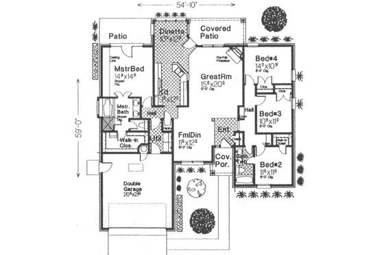 Floor Plan - Main Floor for Traditional House Plan #310-424 - 4 bed, 2 bath