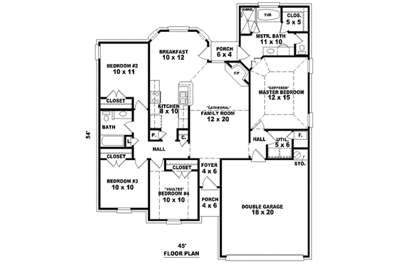 Floor Plan - Main Floor for European House Plan #81-1413 - 4 bed, 2 bath