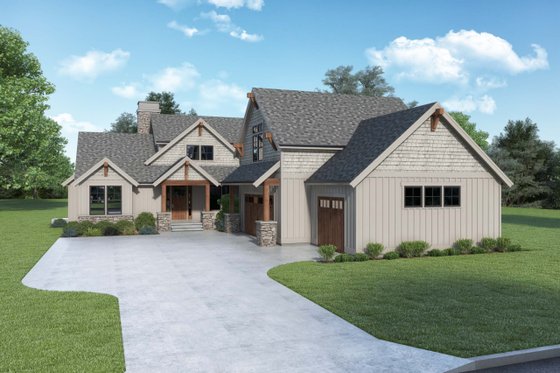 Exterior - Front Elevation 3 for Craftsman House Plan #1070-152 - 4 bed, 3 bath