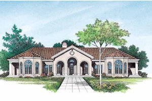 Exterior - Front Elevation 3 for Mediterranean House Plan #72-161 - 4 bed, 3 bath