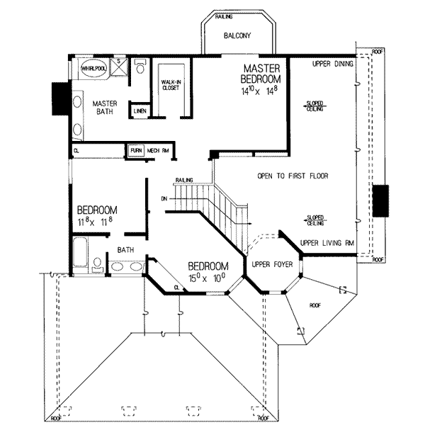 House Design - Mediterranean Floor Plan - Upper Floor Plan #72-160